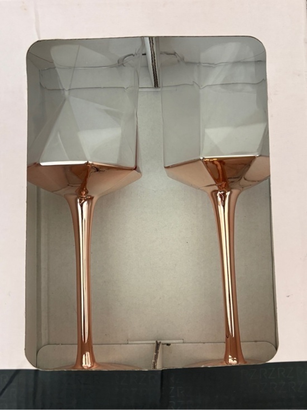 Rachel Zoe Long Stem Wine Glasses Rose Gold